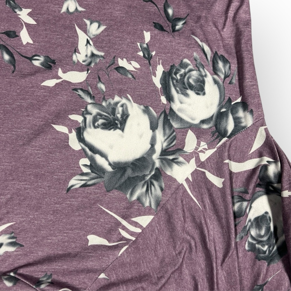 BARLVER‎ Hoodie Pullover Top Sz XL Lavender Black Gray Roses Super Soft Cozycore - Picture 5 of 12